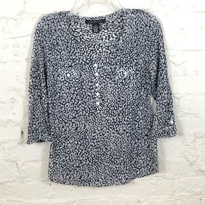 89th & Madison Leopard Print 3/4 Length Sleeve Top